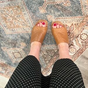 Elegant Tan Quilted Women's Slides